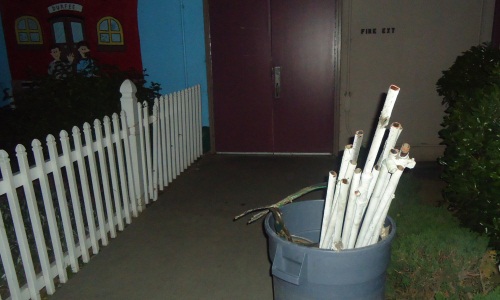 Stolen copper piping in front of school