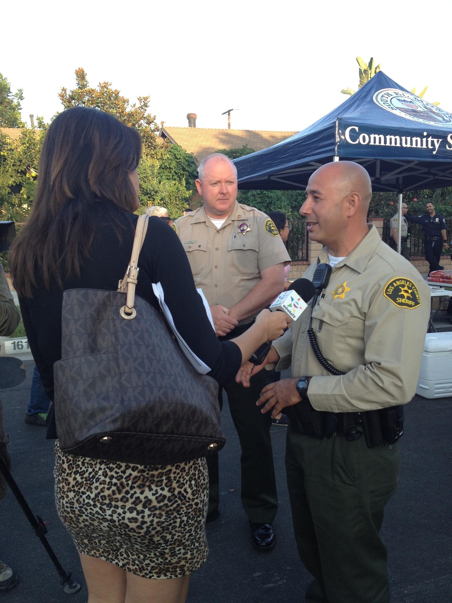 South El Monte Special Assignment Deputy Ayon being interviewed by Estrella TV Ch 62 
