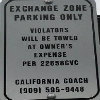 Exchange zone Parking sign