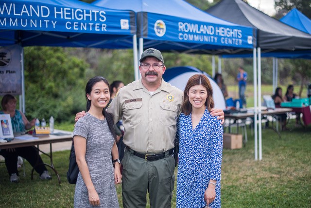 Lauren Pong,(left), Deputy Denver, and  Lauren Yokomizo (right)
