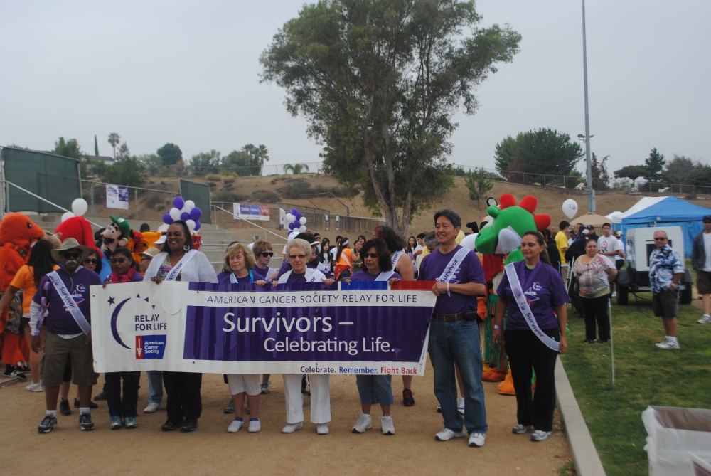 Diamond Bar Mayor Jack Tanaka (Cancer Survivor) joins other cancer survivors in kicking off the Relay for Life with the survivor lap