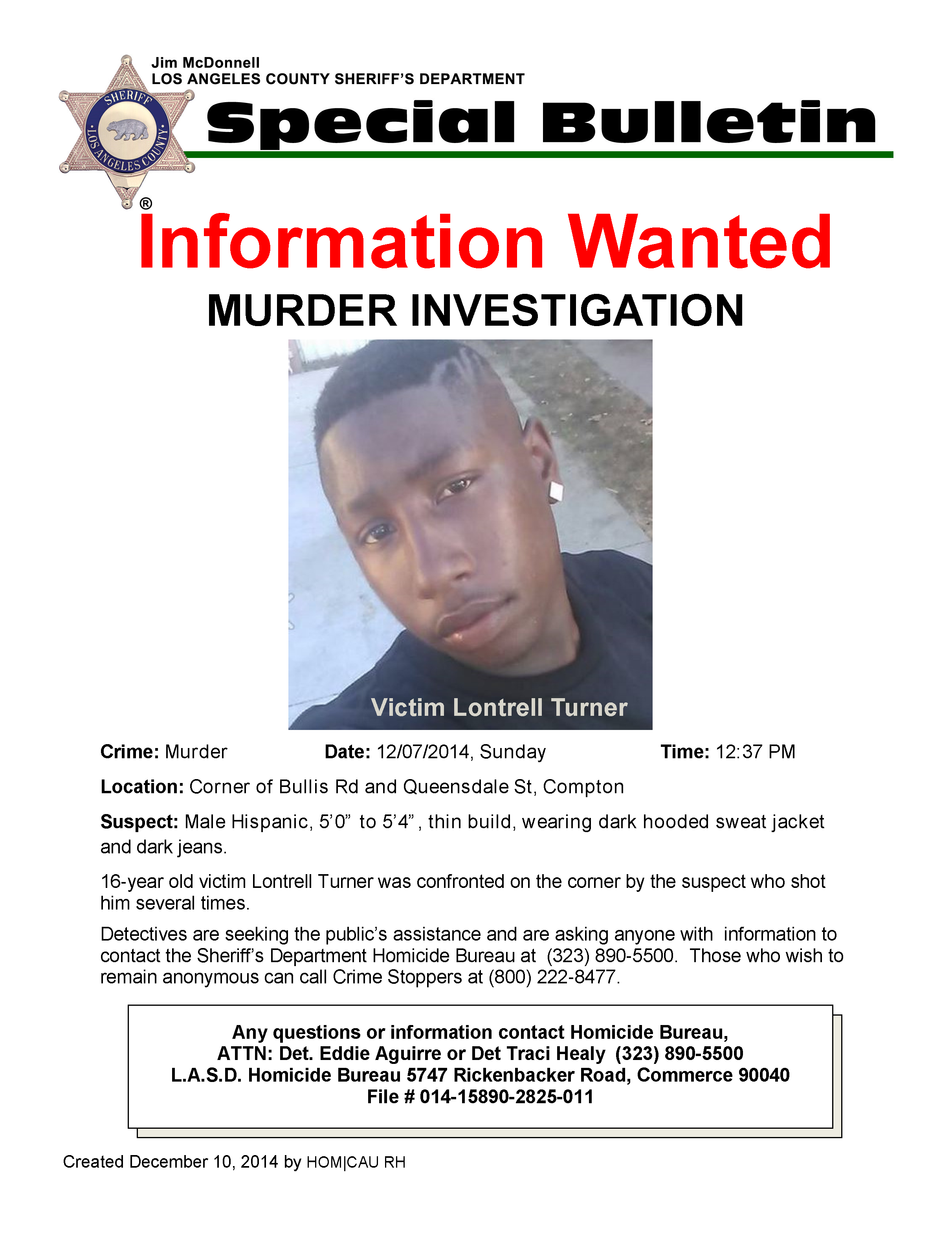 Murder Investigation Lontrell Turner